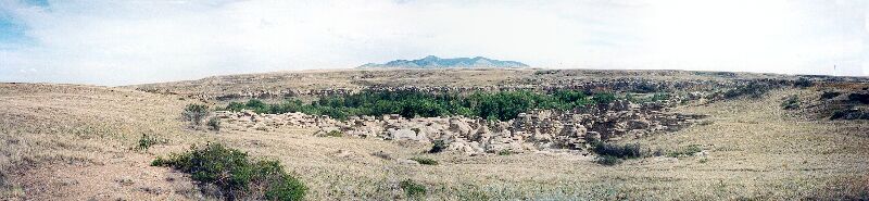 View from above the hoodoos that run along the valley. 