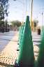 At Disneyland, traffic cones are green! (and made of solid concrete, as far as I could tell)
