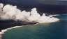 Lava pouring into the sea.