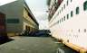 This is where the ship parked, next to an enormous warehouse where normally cargo would be unloaded. Not that we felt all that different from cargo a lot of the time..